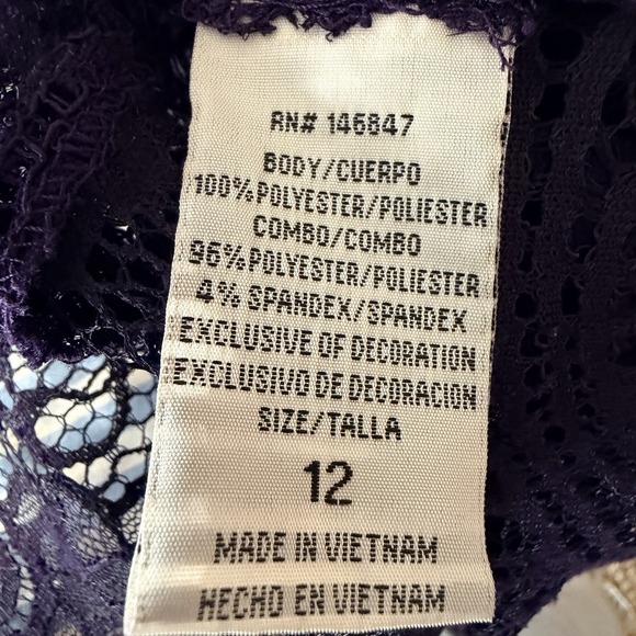 Maya Brook Lace Plum 3/4 Sleeve Cover Up Size 12 - Picture 7 of 8